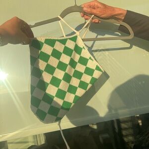CHECKERED GREEN HALTER TOP